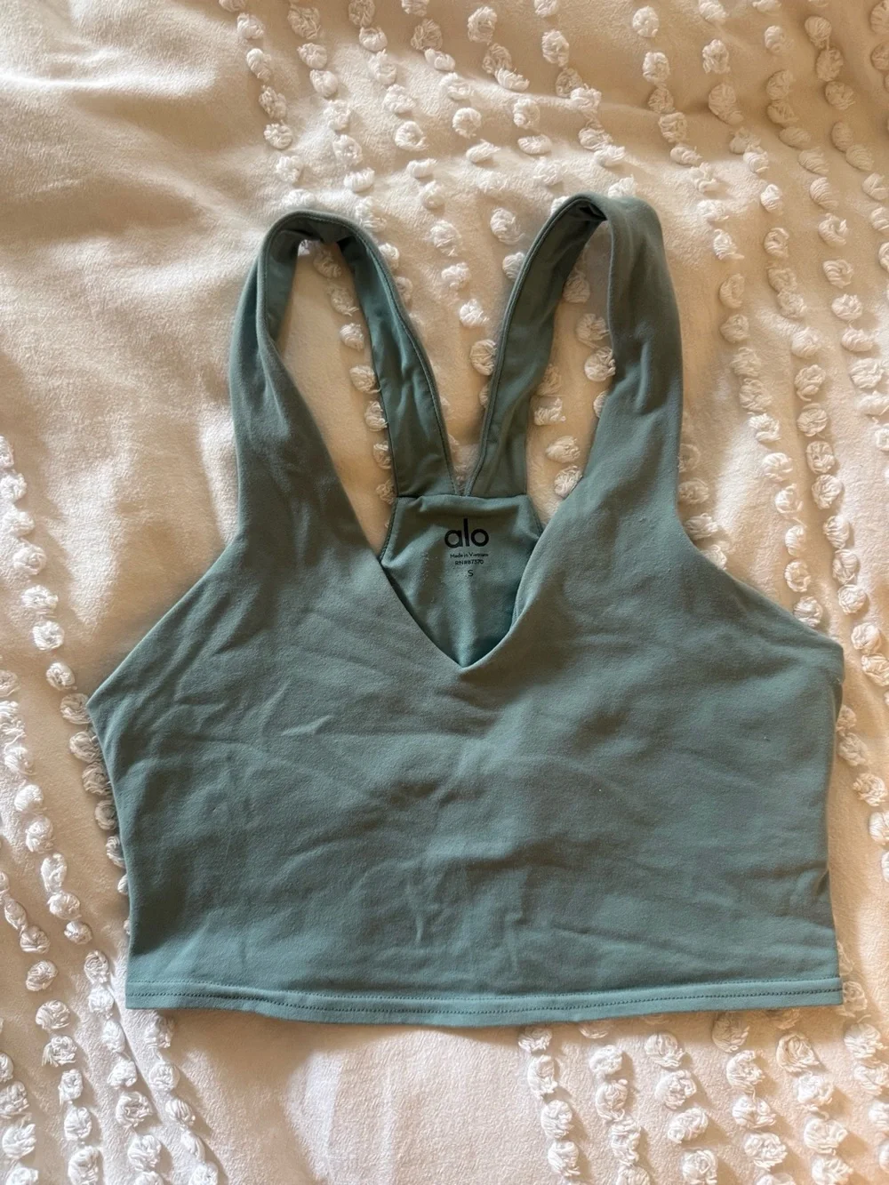 ALO Yoga Sage Green V-Neck Sports Bra